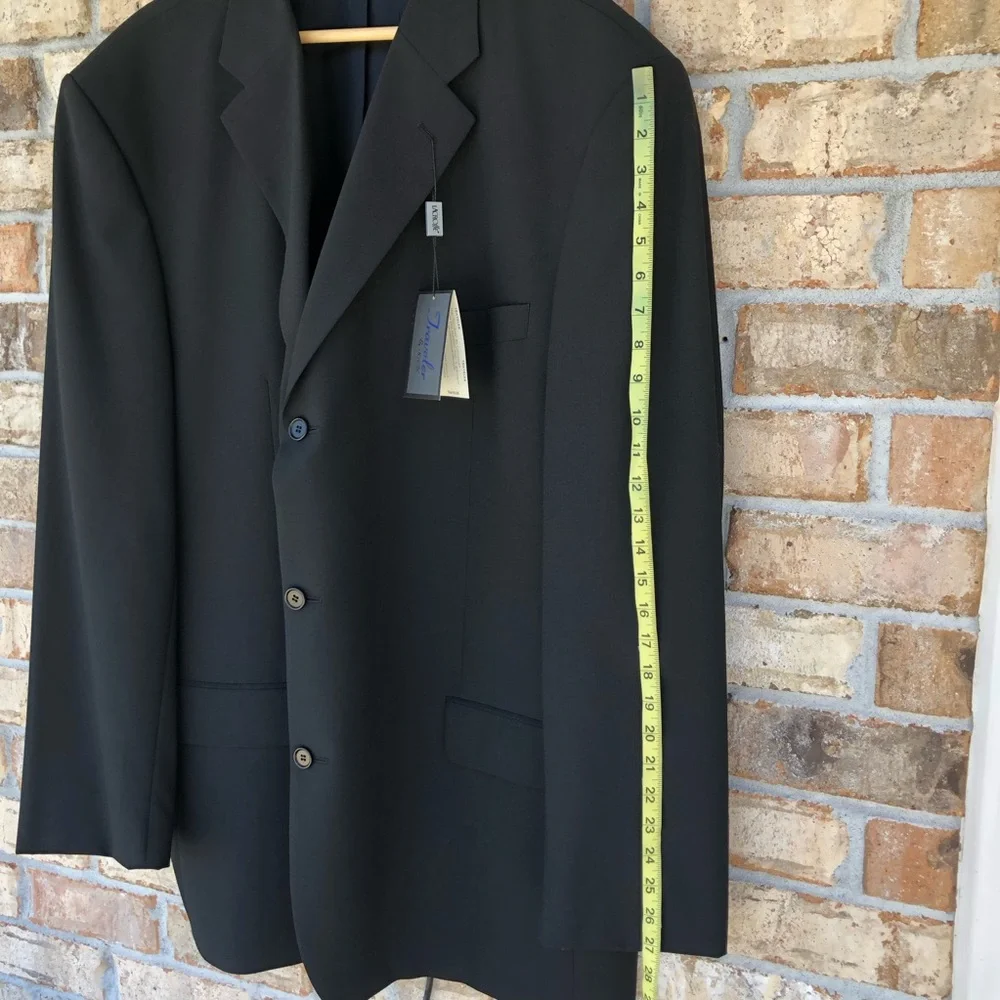 Traveler by Lacrosse Wool Lycra Wrinkle Resistance‎ Black Jacket Blazer 52 XL